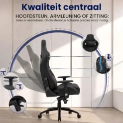 CLP Bureaustoel Keren zwart Frame - Echt leer - zwart