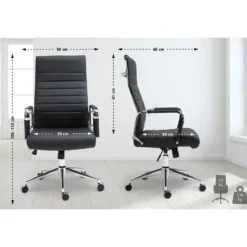 CLP Bureaustoel Kolumbus chroom Frame - Echt leer - zwart