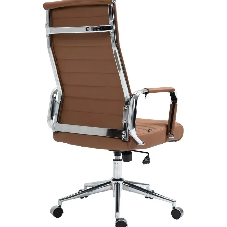 CLP Bureaustoel Kolumbus chroom Frame - Echt leer - licht bruin