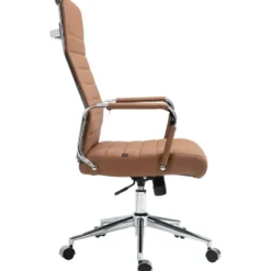 CLP Bureaustoel Kolumbus chroom Frame - Echt leer - licht bruin