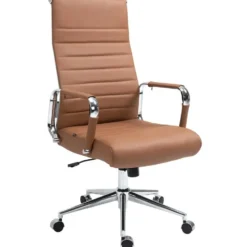 CLP Bureaustoel Kolumbus chroom Frame - Echt leer - licht bruin