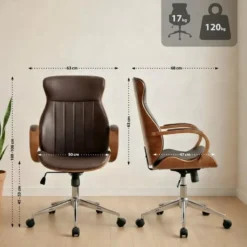 CLP Bureaustoel Melilla chroom Frame - Kunstleer - walnoot/bruin