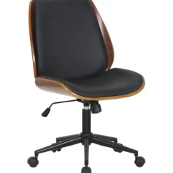 CLP Bureaustoel Mitch zwart Frame - Kunstleer (PVC) - walnoot/zwart