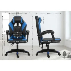 CLP Bureaustoel Orkney zwart Frame - Kunstleer - zwart/blauw