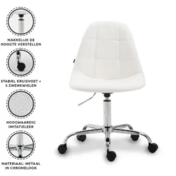 CLP Bureaustoel Reims chroom Frame - Kunstleer - wit
