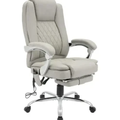 CLP Bureaustoel Rubia chroom Frame - Kunstleer - grijs
