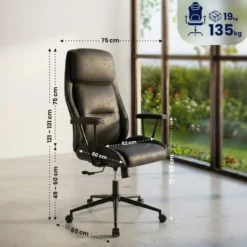 CLP Bureaustoel Siddar zwart Frame - Kunstleer - antiek zwart