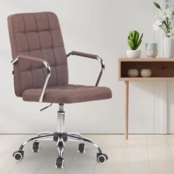CLP Bureaustoel Terni chroom Frame - Stof - bruin