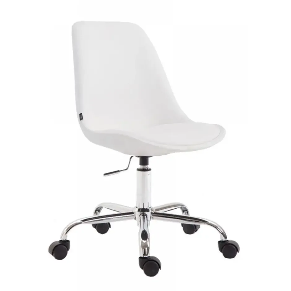 CLP Bureaustoel Toulouse chroom Frame - Kunstleer - wit