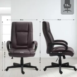 CLP Bureaustoel XL Sparta zwart Frame - Kunstleer - bruin