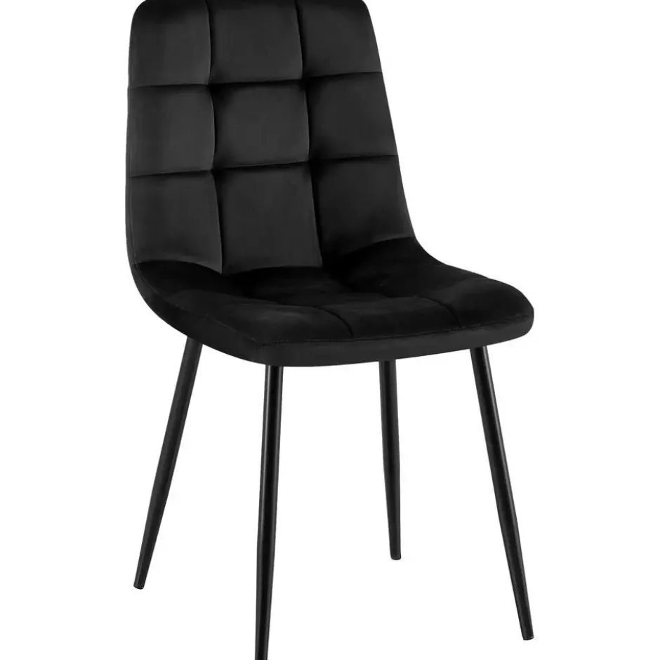 CLP Eetkamerstoel Antibes zwart Frame - Fluweel - zwart