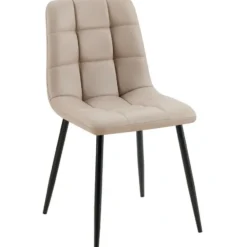 CLP Eetkamerstoel Antibes zwart Frame - Kunstleer - taupe