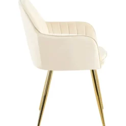 CLP Eetkamerstoel Cheryl goud Frame - Fluweel - creme