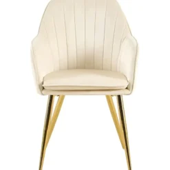 CLP Eetkamerstoel Cheryl goud Frame - Fluweel - creme
