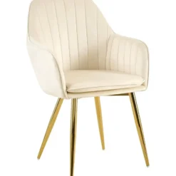 CLP Eetkamerstoel Cheryl goud Frame - Fluweel - creme