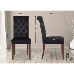 CLP Eetkamerstoel Lisburn walnoot Frame - Fluweel - zwart