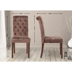 CLP Eetkamerstoel Lisburn walnoot Frame - Fluweel - bruin