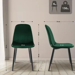 CLP Eetkamerstoel Maryam zwart Frame - Fluweel - groen