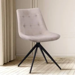 CLP Eetkamerstoel Merna zwart Frame - Fluweel - creme