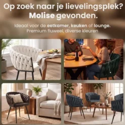 CLP Eetkamerstoel Molise zwart Frame - Fluweel - bruin