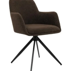 CLP Eetkamerstoel Olema zwart Frame - Stof - bruin
