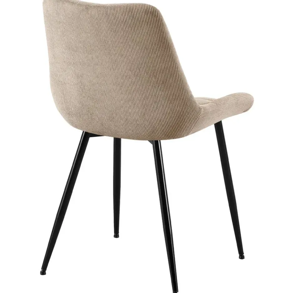 CLP Eetkamerstoel Sardna zwart Frame - Ribstof - taupe