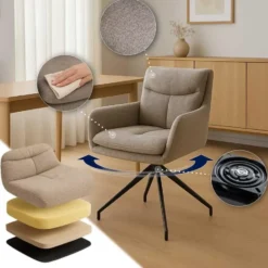 CLP Eetkamerstoel Somers zwart Frame - Stof - taupe