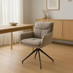 CLP Eetkamerstoel Somers zwart Frame - Stof - taupe