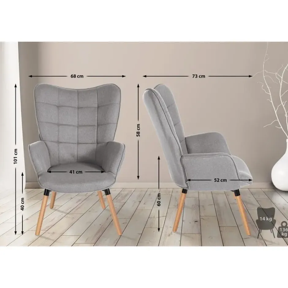 CLP Fauteuil Garding natura Frame - Stof - grijs