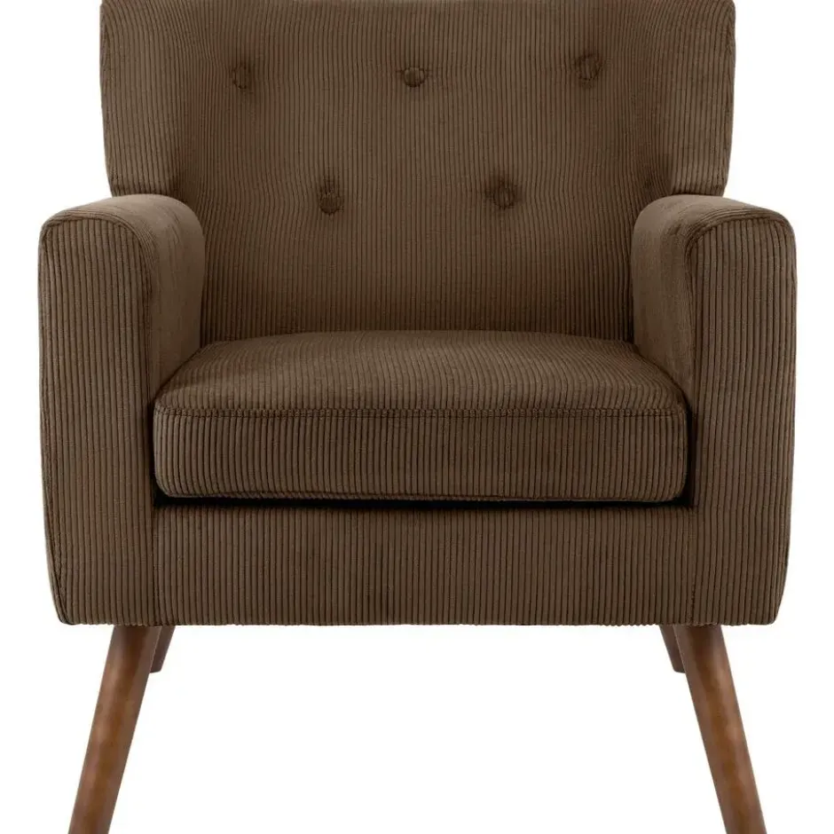 CLP Fauteuil Kioni bruin Frame - Ribstof - donkerbruin