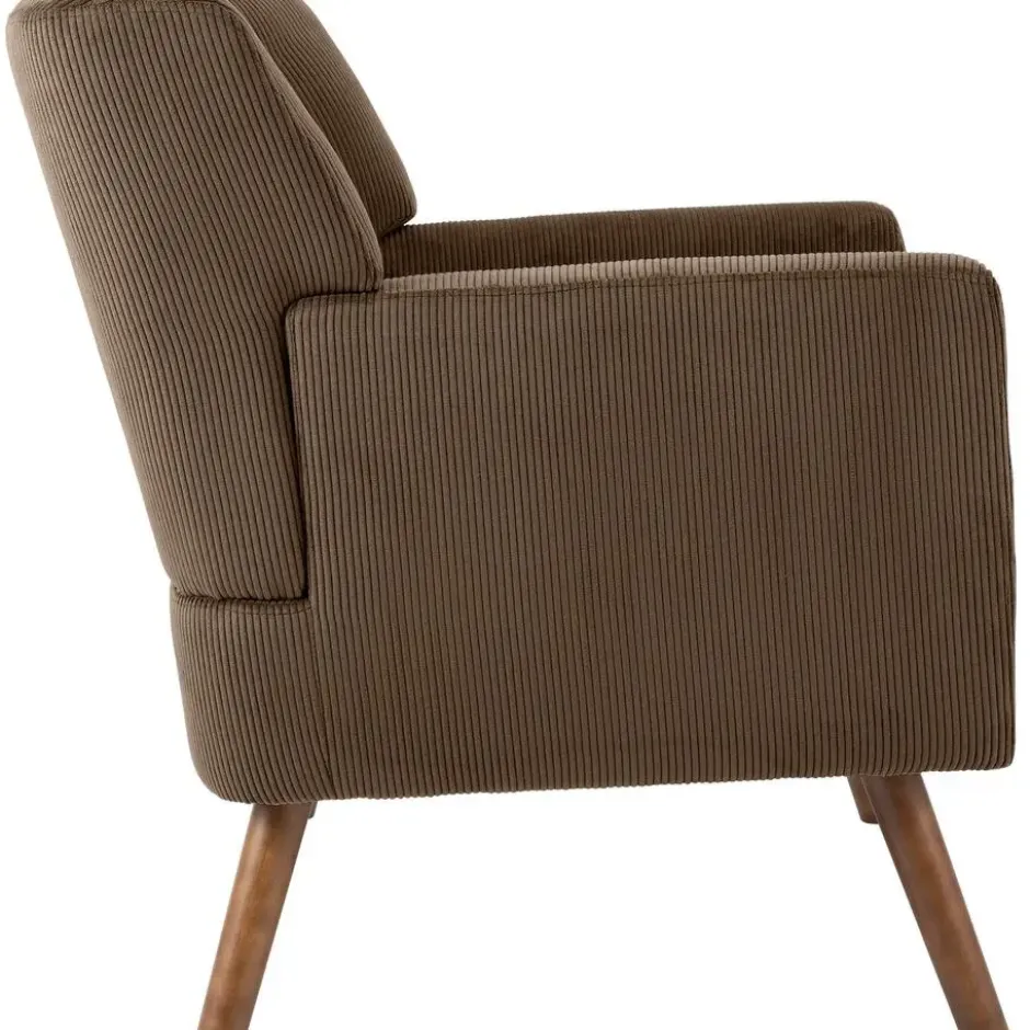 CLP Fauteuil Kioni bruin Frame - Ribstof - donkerbruin