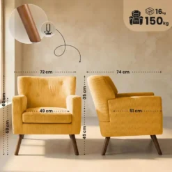 CLP Fauteuil Kioni bruin Frame - Ribstof - oranje