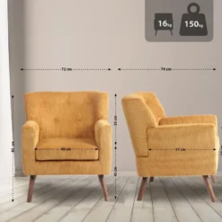 CLP Fauteuil Kioni bruin Frame - Ribstof - oranje