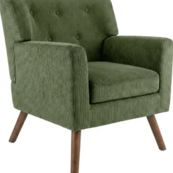 CLP Fauteuil Kioni bruin Frame - Ribstof - groen