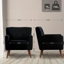 CLP Fauteuil Kioni bruin Frame - Ribstof - zwart