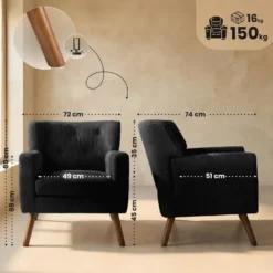 CLP Fauteuil Kioni bruin Frame - Ribstof - zwart
