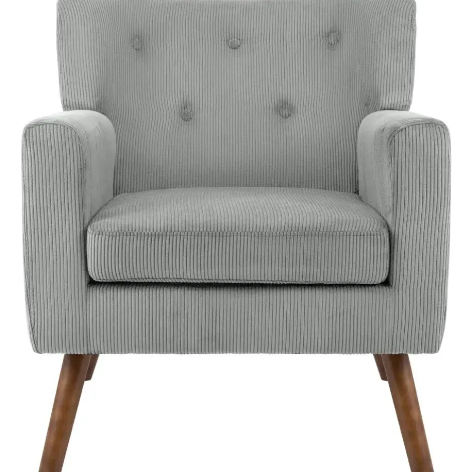 CLP Fauteuil Kioni bruin Frame - Ribstof - grijs