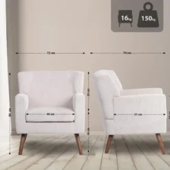 CLP Fauteuil Kioni bruin Frame - Ribstof - creme