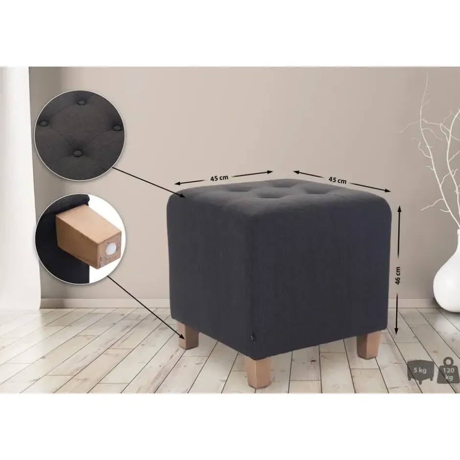 CLP Hocker Pharao antiek licht Frame - Stof - donkergrijs