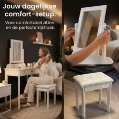 CLP Kaptafel Velia wit Frame - Hout - wit