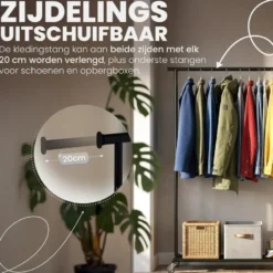 CLP Kledingrek Bernis 165x92x45 cm - zwart
