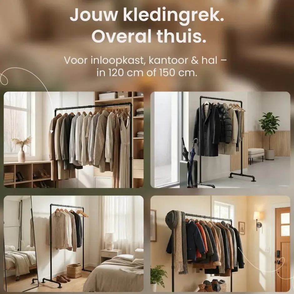 CLP Kledingrek Jersey 150x150x55 cm - zwart