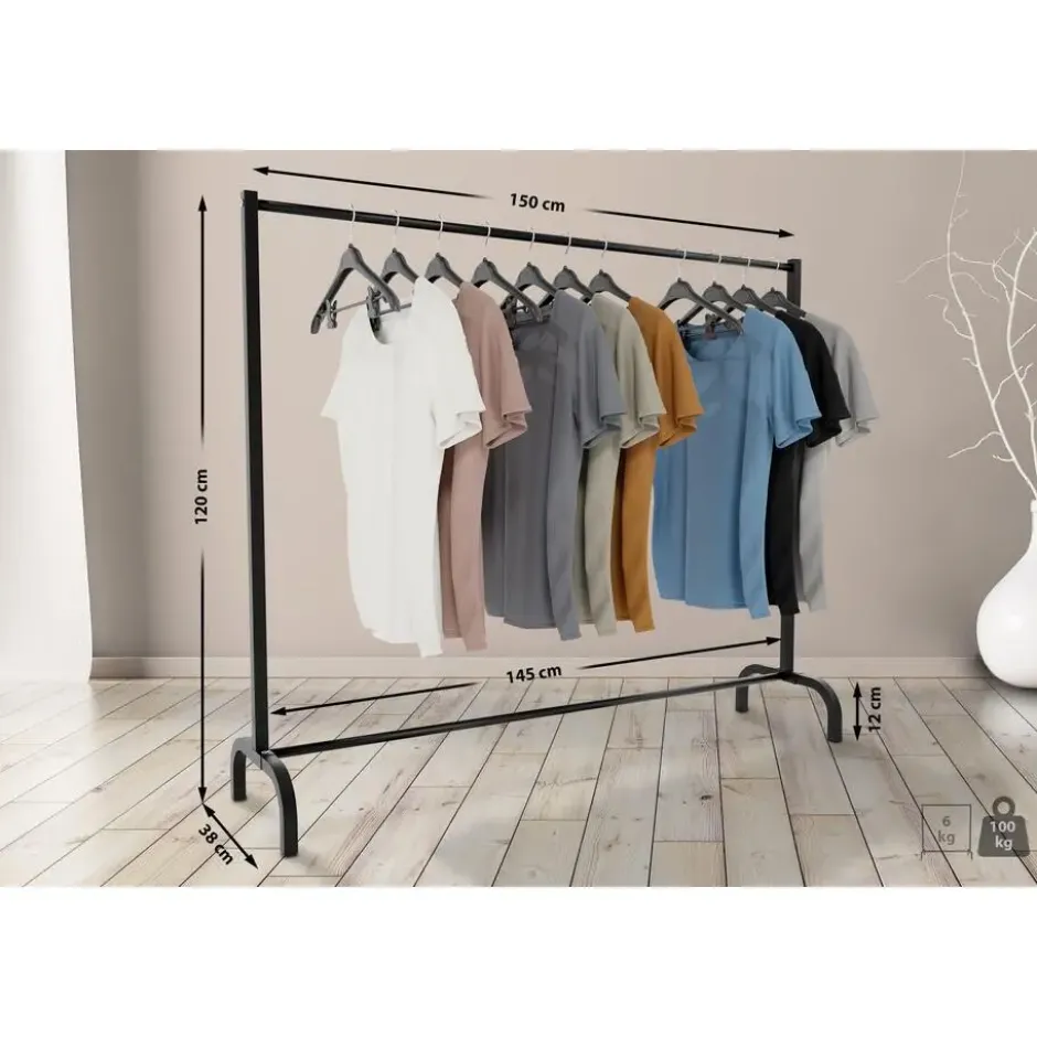 CLP Kledingrek Lara 120x150x38 cm - zwart