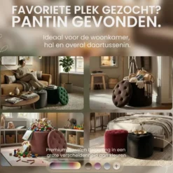 CLP Poef Pantin zwart Frame - Fluweel - groen