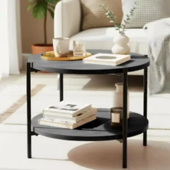 CLP Salontafel Edduma zwart Frame - Hout - grijs