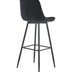 CLP Set van 2 Barkruk Dartford mat zwart Frame - Fluweel - zwart