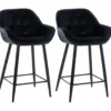 CLP Set van 2 Barkruk Gibson zwart Frame - Fluweel - zwart