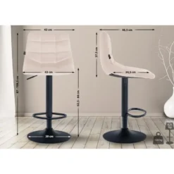 CLP Set van 2 Barkruk Jerry zwart Frame - Fluweel - beige
