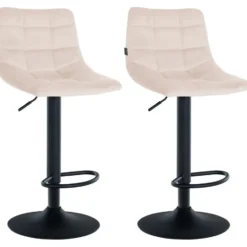 CLP Set van 2 Barkruk Jerry zwart Frame - Fluweel - beige