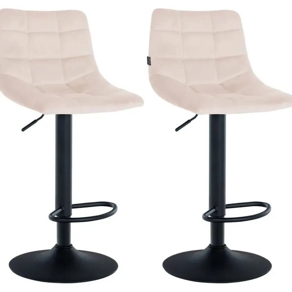 CLP Set van 2 Barkruk Jerry zwart Frame - Fluweel - beige